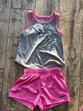 Nike Pink and Gray Athletic Tank Top and Skort Set